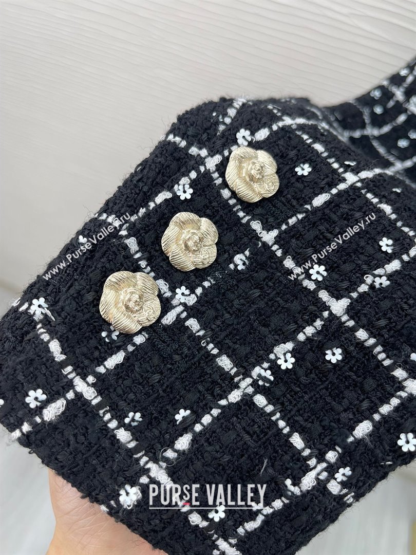 CHANEL Tweed Sequins Black White JACKET P75797 2023 FW (QIQI-231110-03)