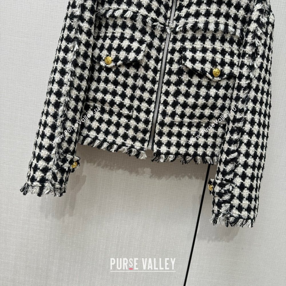 GUCCI Gingham cotton tweed bomber jacket 745064 2023 FW (QIQI-231110-05)
