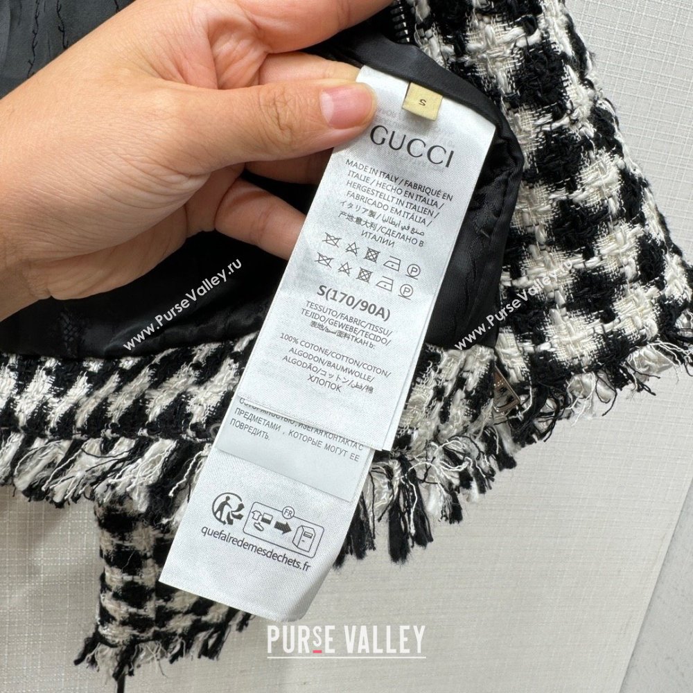 GUCCI Gingham cotton tweed bomber jacket 745064 2023 FW (QIQI-231110-05)