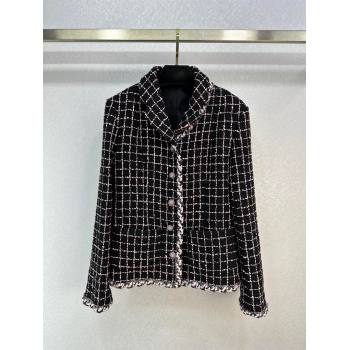 CHANEL Black, Pink Silver WOOL TWEED JACKET P75802 2023 FW (QIQI-231110-02)
