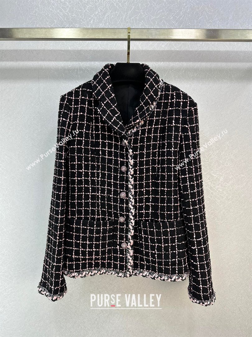 CHANEL Black, Pink Silver WOOL TWEED JACKET P75802 2023 FW (QIQI-231110-02)