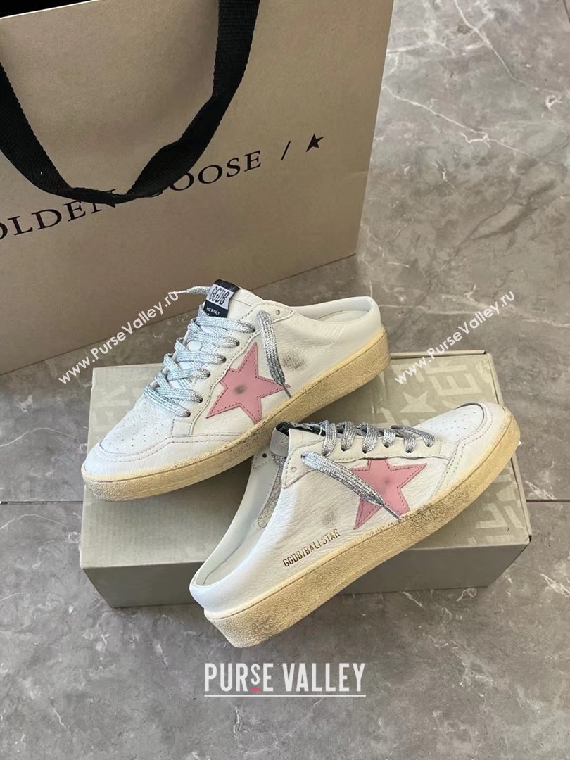 golden goose Ball Star Sabots in white nappa with an old-rose leather star 2024 (nono-240129-02)