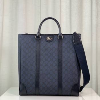 gucci Ophidia medium tote bag in Blue and black GG Supreme Tender canvas 763316 2024 (DELIHANG-240423-21)