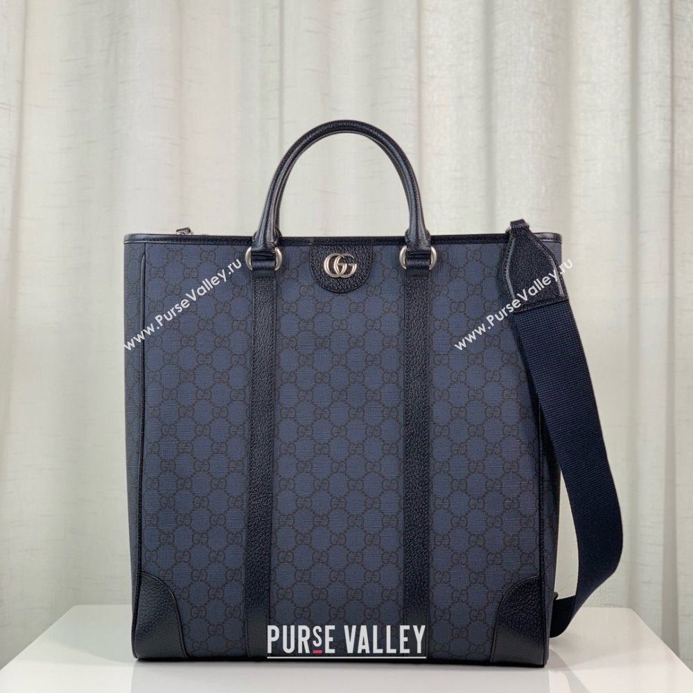 gucci Ophidia medium tote bag in Blue and black GG Supreme Tender canvas 763316 2024 (DELIHANG-240423-21)