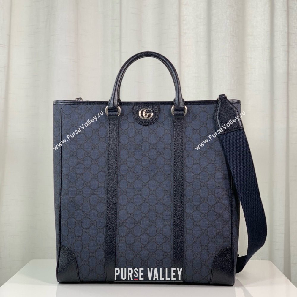 gucci Ophidia medium tote bag in Blue and black GG Supreme Tender canvas 763316 2024 (DELIHANG-240423-21)