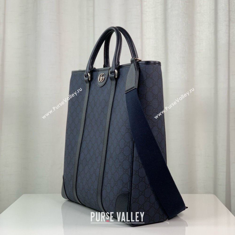 gucci Ophidia medium tote bag in Blue and black GG Supreme Tender canvas 763316 2024 (DELIHANG-240423-21)