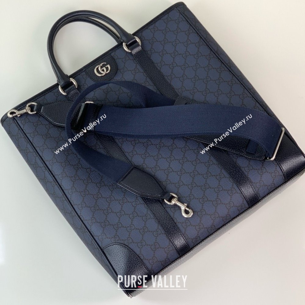 gucci Ophidia medium tote bag in Blue and black GG Supreme Tender canvas 763316 2024 (DELIHANG-240423-21)