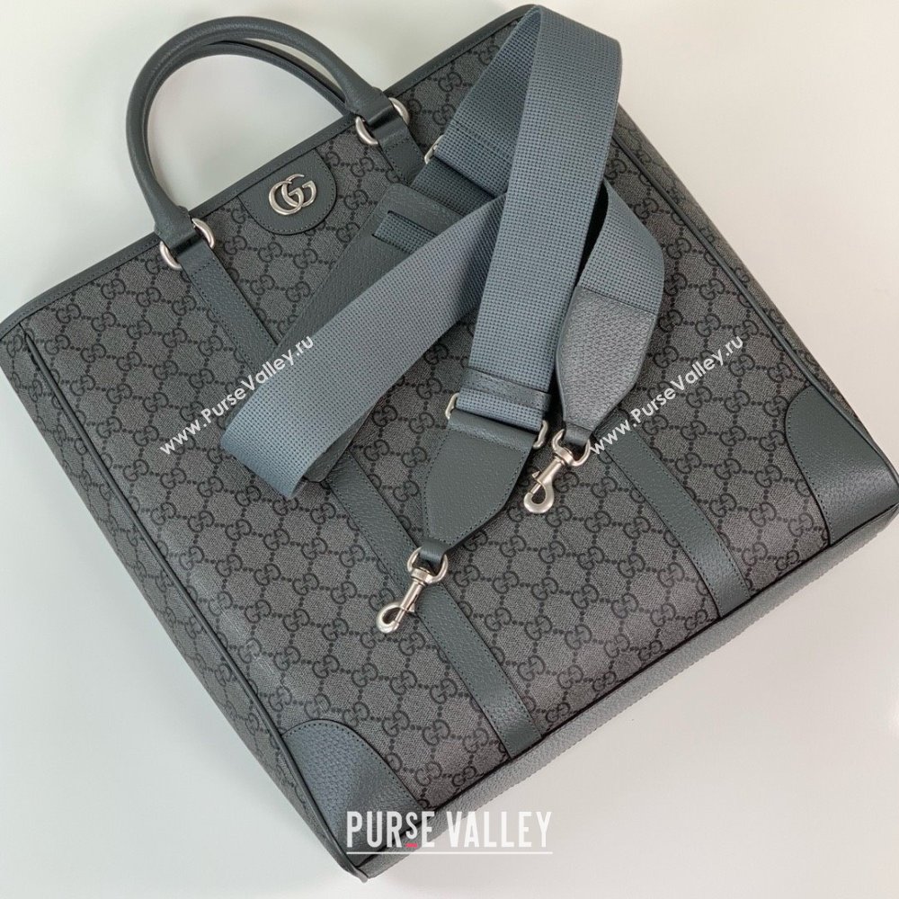 gucci Ophidia medium tote bag in Grey and black GG Supreme Tender canvas 763316 2024 (DELIHANG-240423-20)