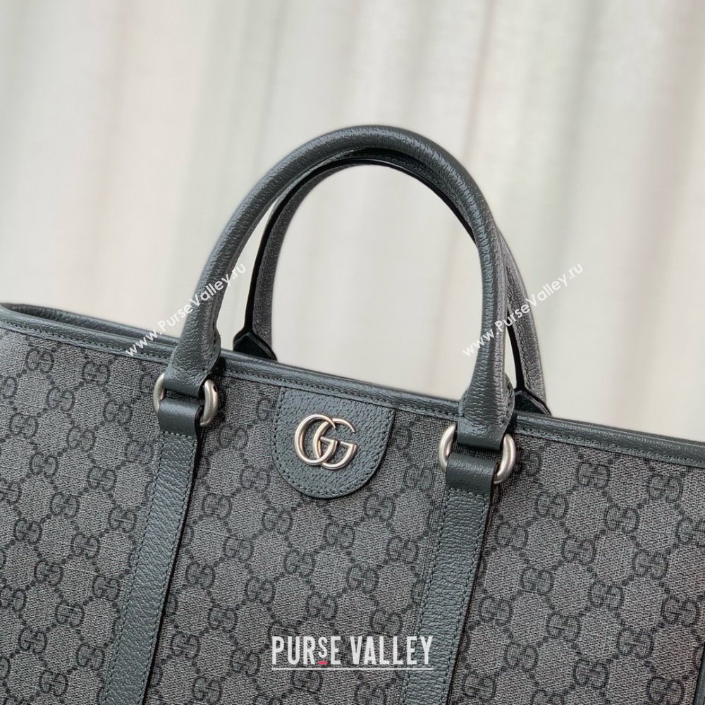 gucci Ophidia medium tote bag in Grey and black GG Supreme Tender canvas 763316 2024 (DELIHANG-240423-20)