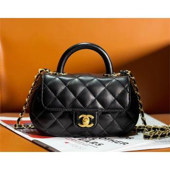 chanel black Lambskin Gold-Tone Metal Small Bag with Top Handle AS4573 2024 (JIYUAN-231221-01)