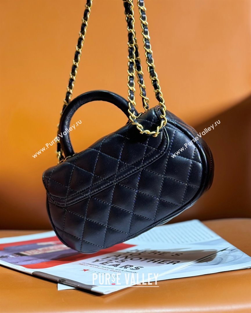 chanel black Lambskin Gold-Tone Metal Small Bag with Top Handle AS4573 2024 (JIYUAN-231221-01)