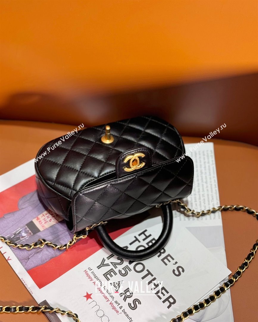 chanel black Lambskin Gold-Tone Metal Small Bag with Top Handle AS4573 2024 (JIYUAN-231221-01)