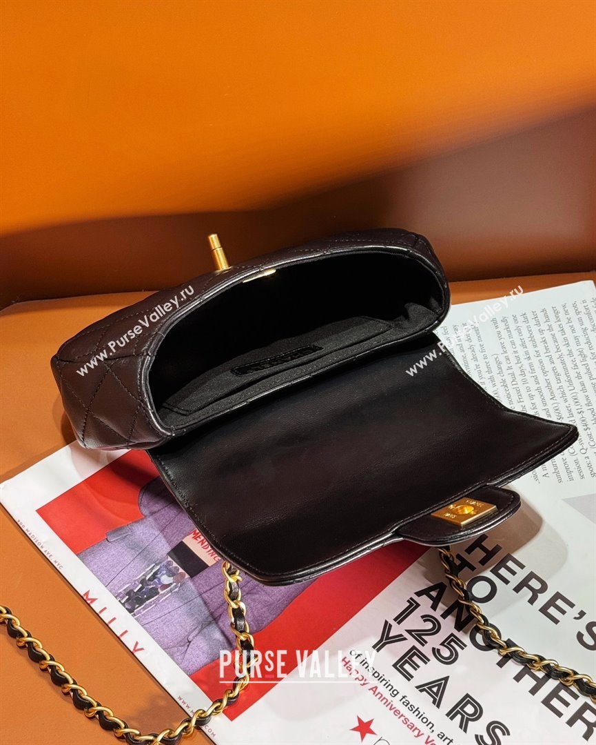 chanel black Lambskin Gold-Tone Metal Small Bag with Top Handle AS4573 2024 (JIYUAN-231221-01)