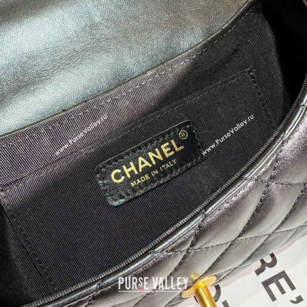 chanel black Lambskin Gold-Tone Metal Small Bag with Top Handle AS4573 2024 (JIYUAN-231221-01)