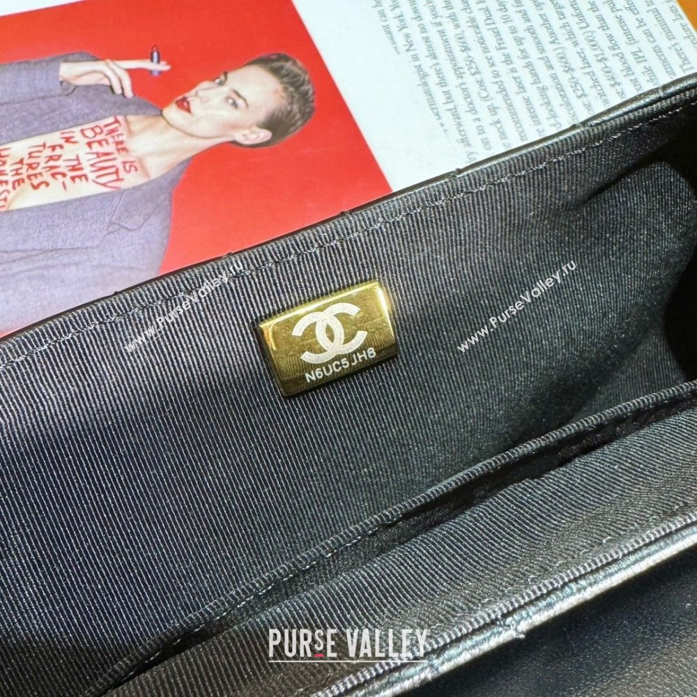 chanel black Lambskin Gold-Tone Metal Small Bag with Top Handle AS4573 2024 (JIYUAN-231221-01)