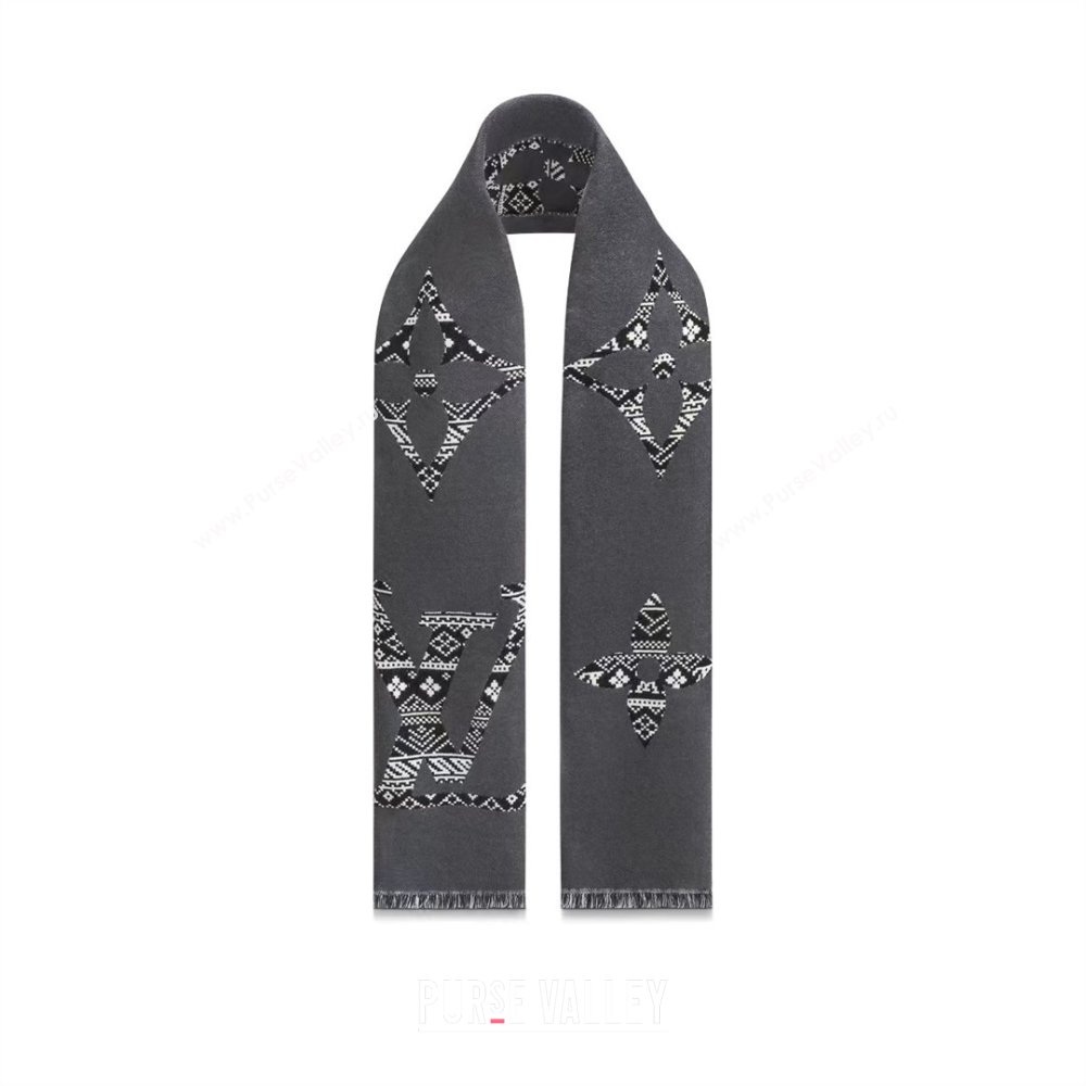 Louis Vuitton MNG Two-Sided Scarf m77947 grey 2023(original quality) (wtz-230919-04)