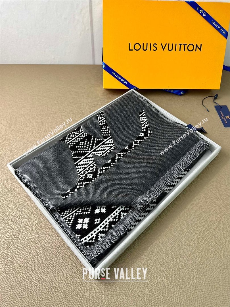 Louis Vuitton MNG Two-Sided Scarf m77947 grey 2023(original quality) (wtz-230919-04)