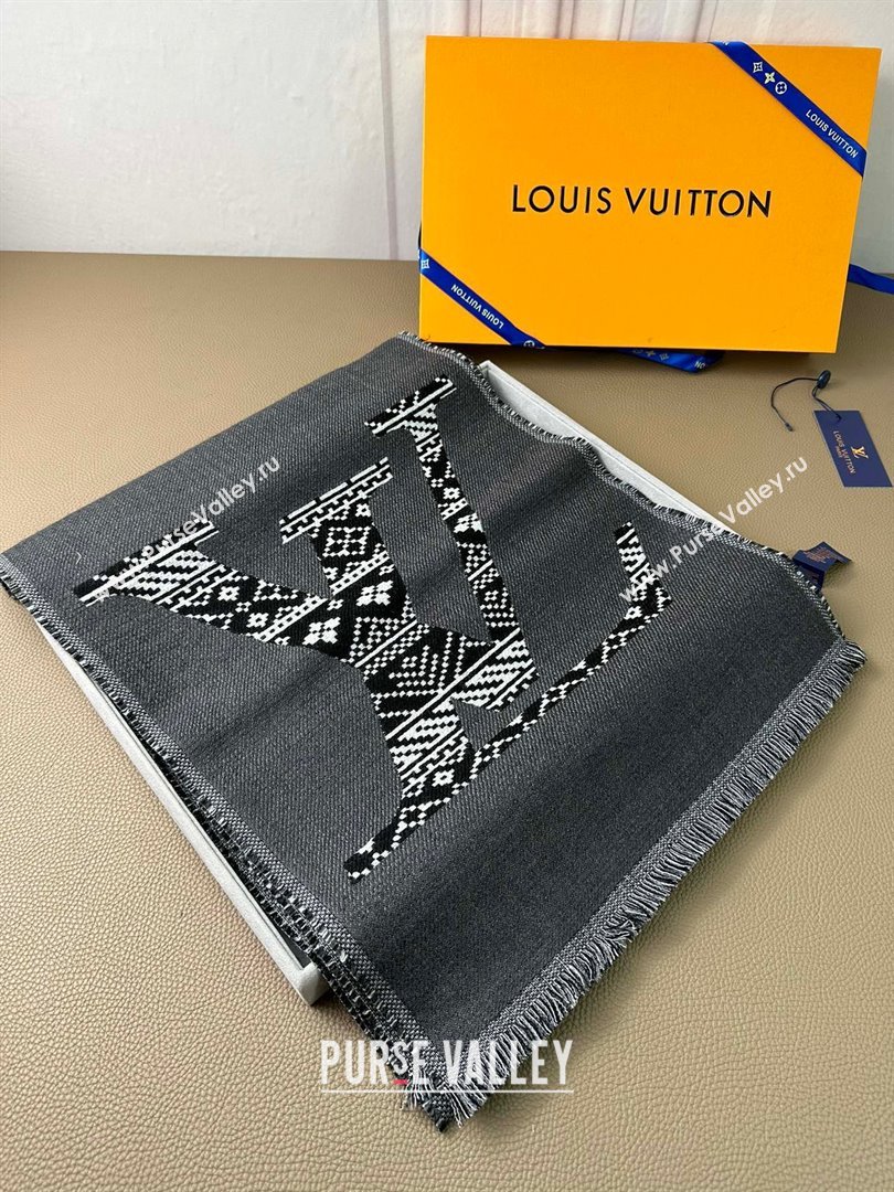 Louis Vuitton MNG Two-Sided Scarf m77947 grey 2023(original quality) (wtz-230919-04)