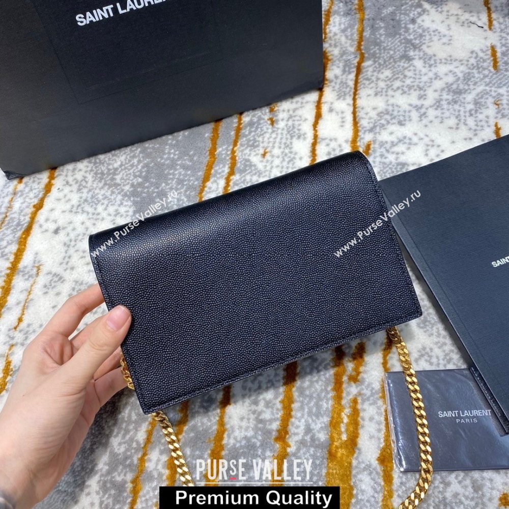 saint laurent small Kate chain wallet with tassel in caviar leather 452159 black/gold (jundu--3279)