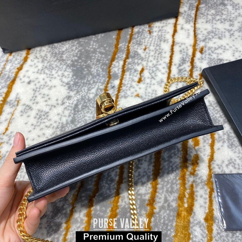 saint laurent small Kate chain wallet with tassel in caviar leather 452159 black/gold (jundu--3279)