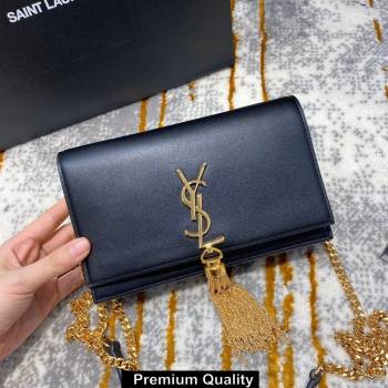 saint laurent small Kate chain wallet with tassel in smooth calfskin 452159 black/gold (jundu-5831)