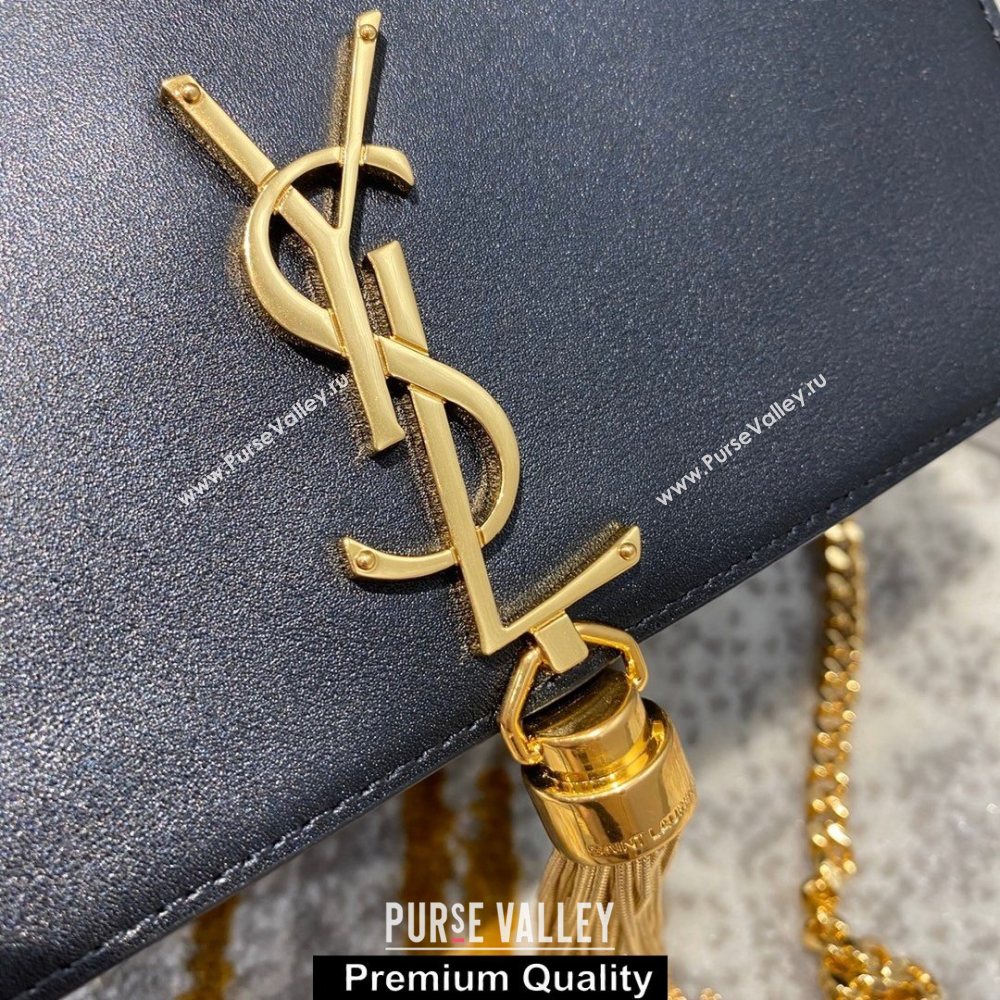 saint laurent small Kate chain wallet with tassel in smooth calfskin 452159 black/gold (jundu-5831)