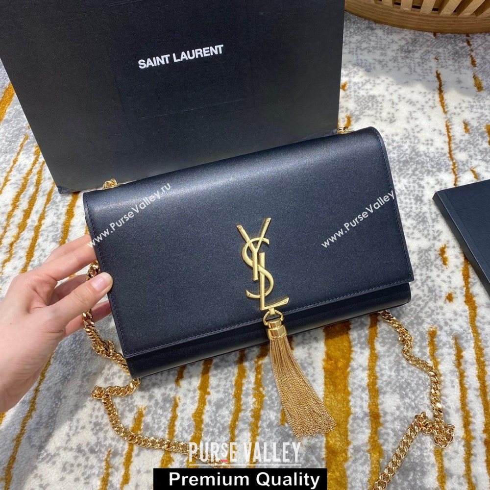 saint laurent Kate chain wallet with tassel in smooth calfskin 354119 BLACK/gold (jundu-3781)