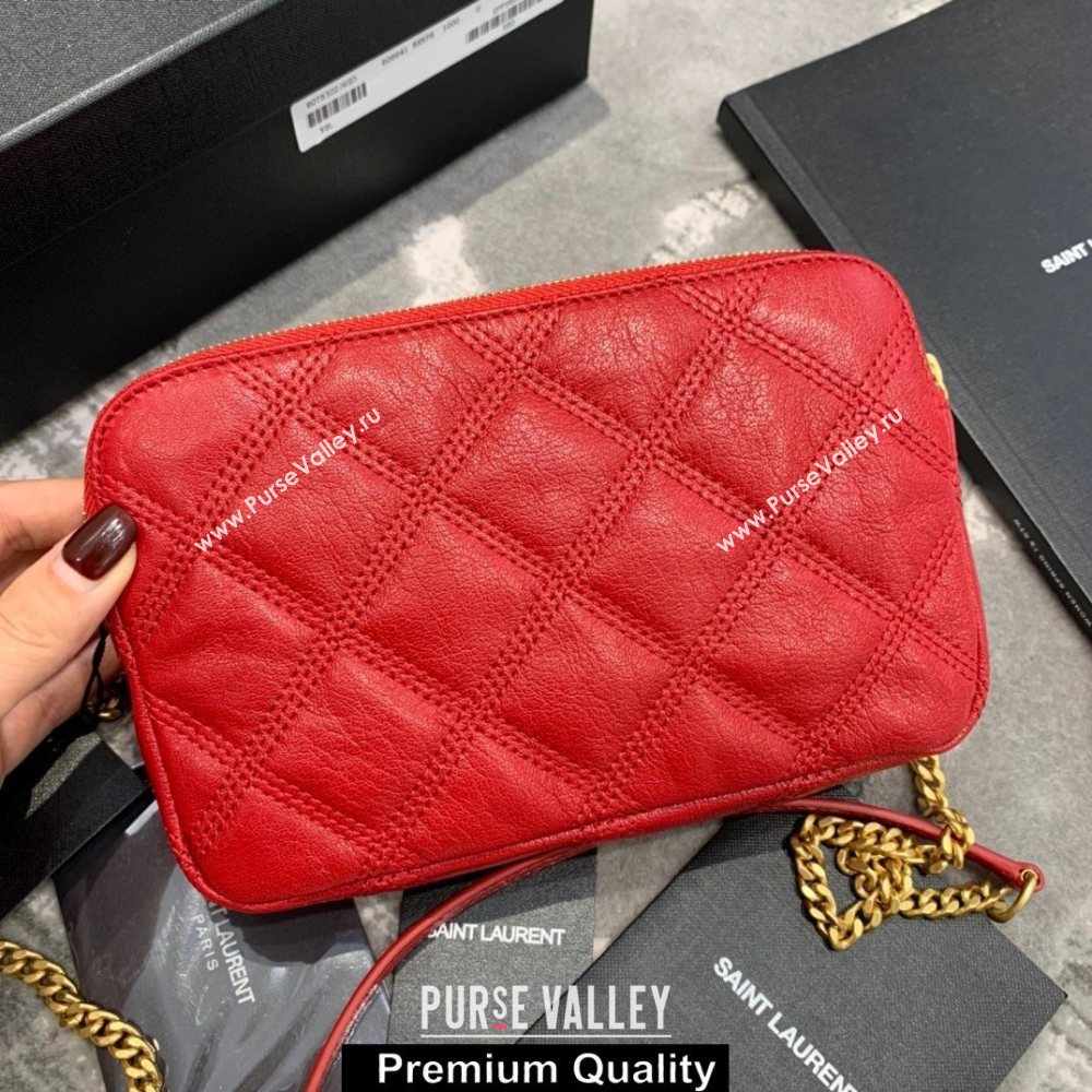 saint laurent becky clutch bag in lambskin 608941 red (original quality) (jundu-6362)