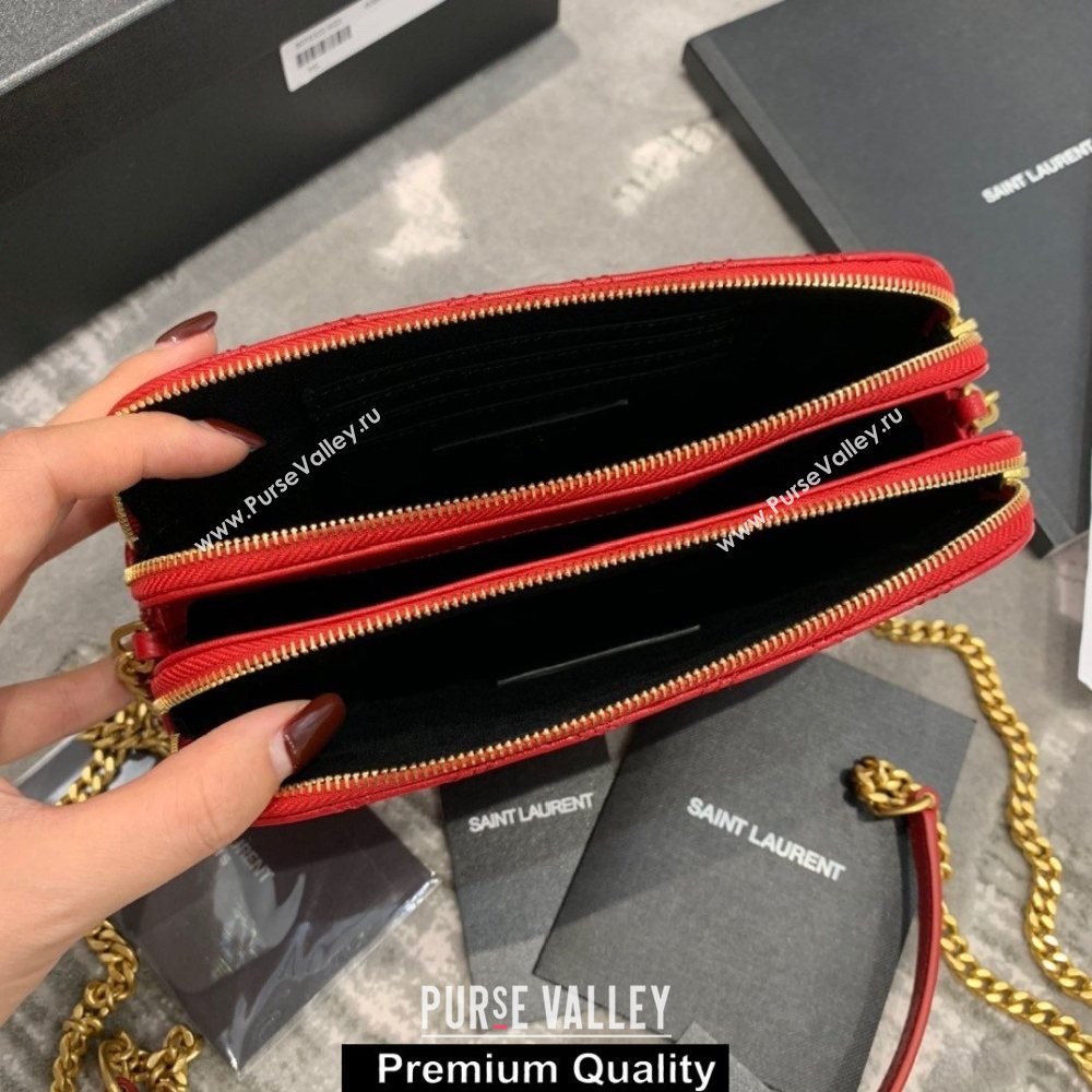 saint laurent becky clutch bag in lambskin 608941 red (original quality) (jundu-6362)