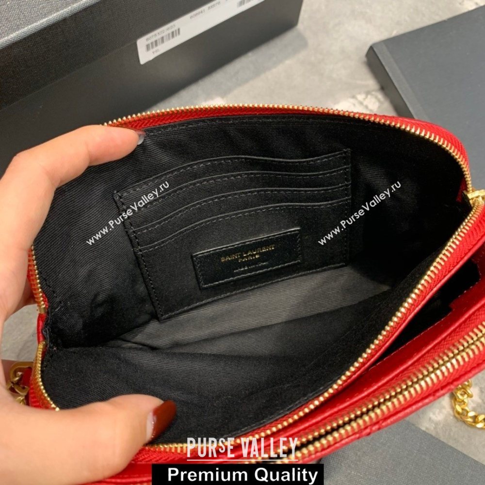 saint laurent becky clutch bag in lambskin 608941 red (original quality) (jundu-6362)