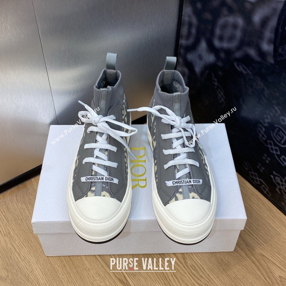 Dior gray Oblique Technical Mesh and Calfskin WalknDior platform Sneaker 2023 (jincheng-230920-05)