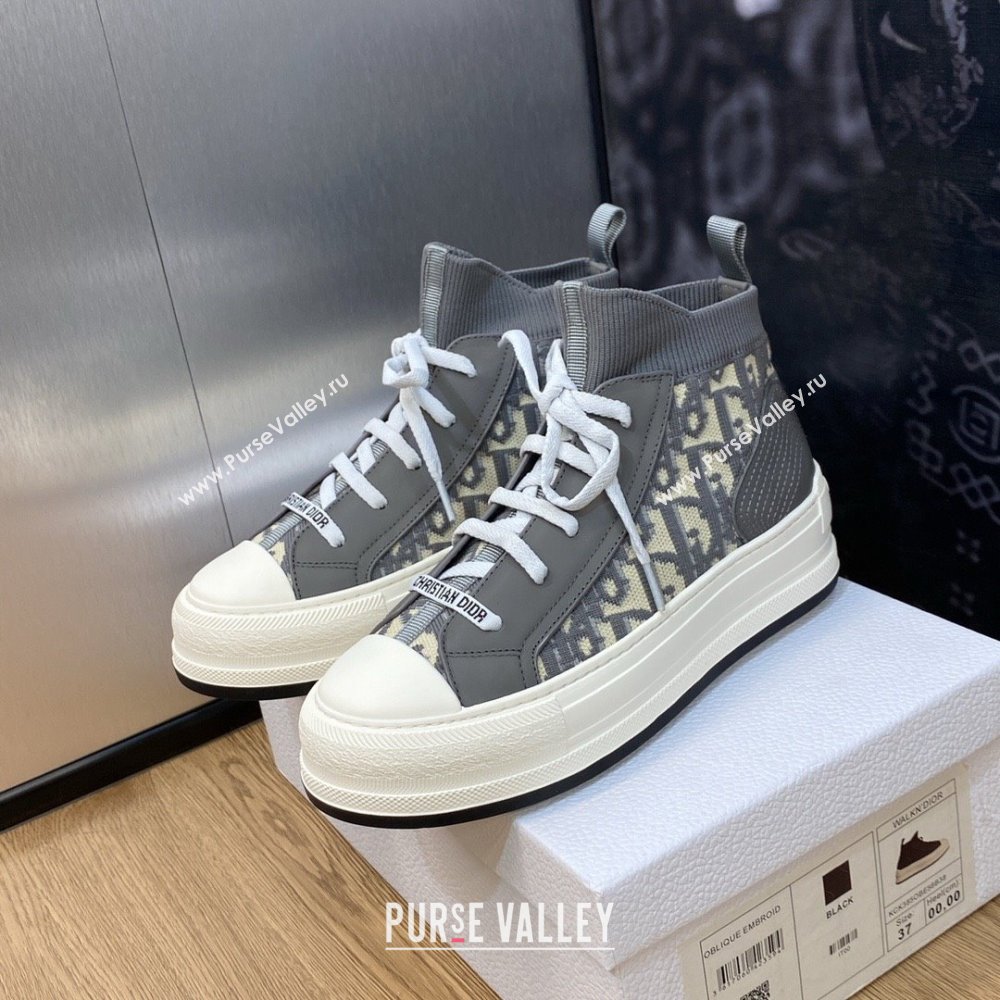 Dior gray Oblique Technical Mesh and Calfskin WalknDior platform Sneaker 2023 (jincheng-230920-05)