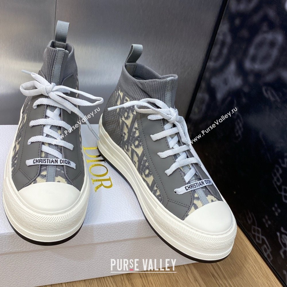 Dior gray Oblique Technical Mesh and Calfskin WalknDior platform Sneaker 2023 (jincheng-230920-05)