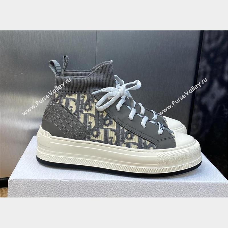 Dior gray Oblique Technical Mesh and Calfskin WalknDior platform Sneaker 2023 (jincheng-230920-05)