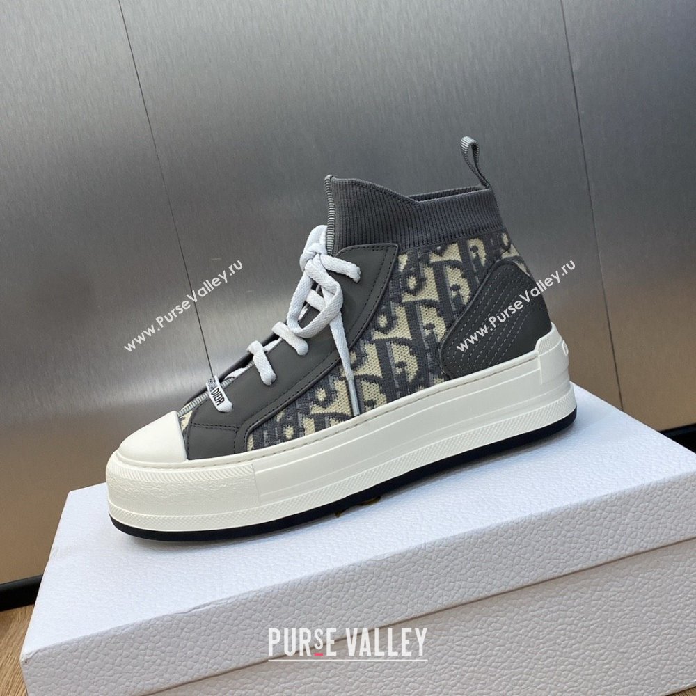 Dior gray Oblique Technical Mesh and Calfskin WalknDior platform Sneaker 2023 (jincheng-230920-05)