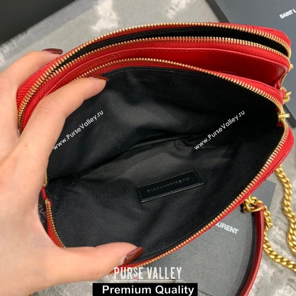 saint laurent becky clutch bag in lambskin 608941 red (original quality) (jundu-6362)