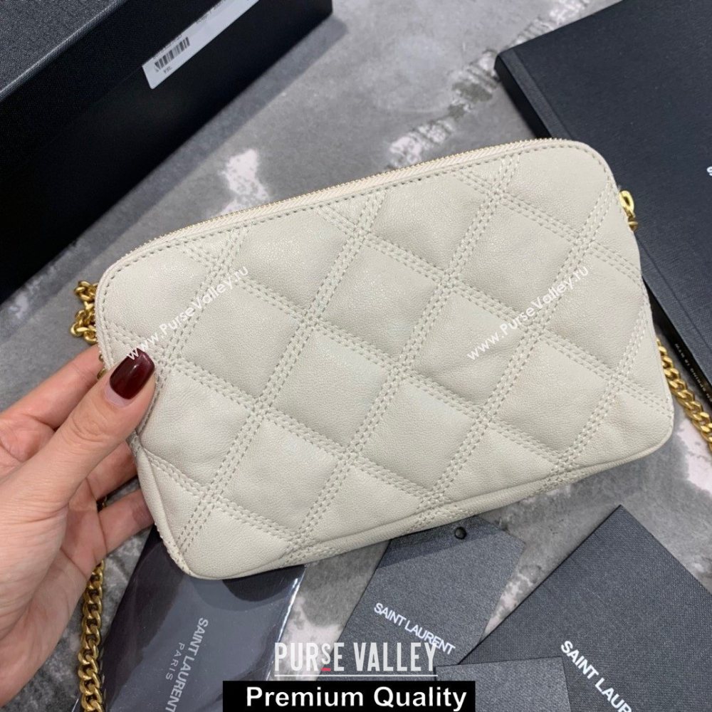 saint laurent becky clutch bag in lambskin 608941 white (original quality) (jundu-9617)