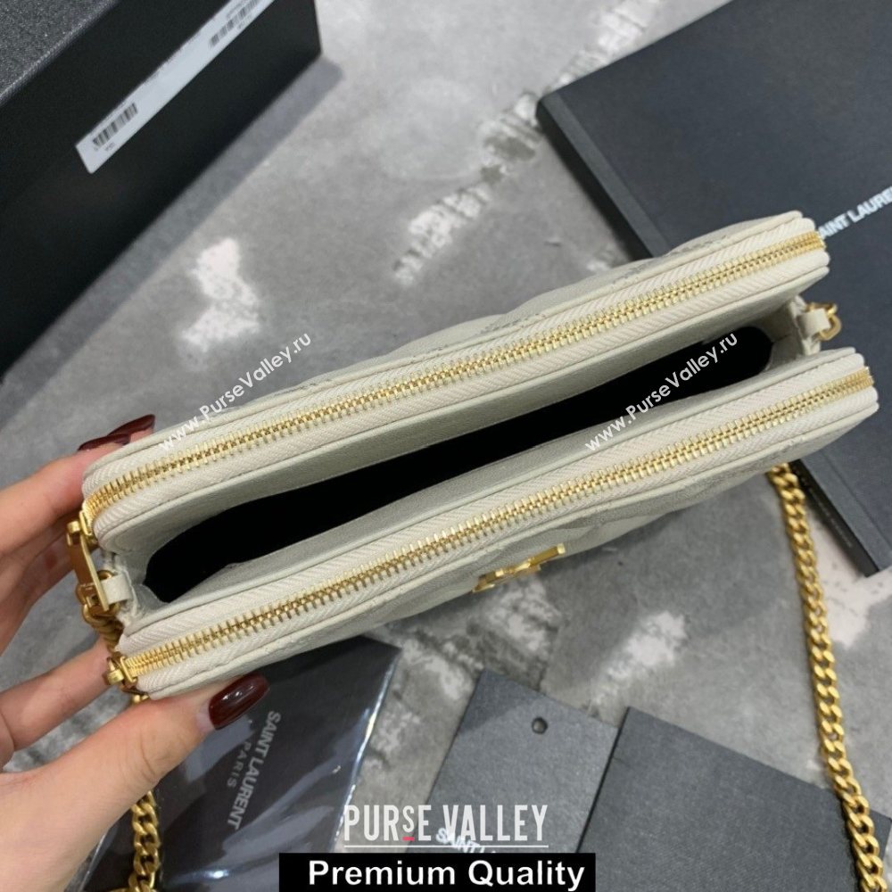 saint laurent becky clutch bag in lambskin 608941 white (original quality) (jundu-9617)