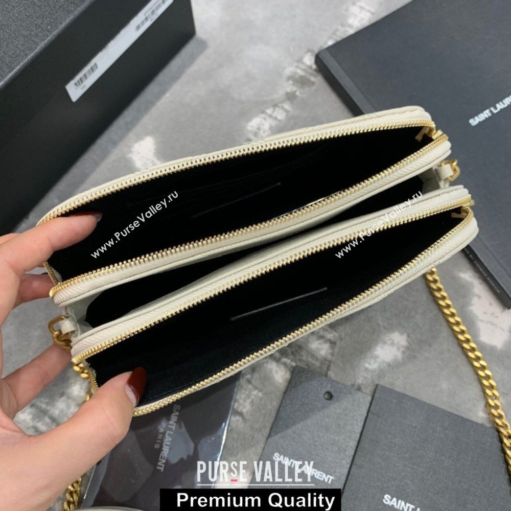 saint laurent becky clutch bag in lambskin 608941 white (original quality) (jundu-9617)