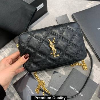 saint laurent becky clutch bag in lambskin 608941 black (original quality) (jundu-4781)