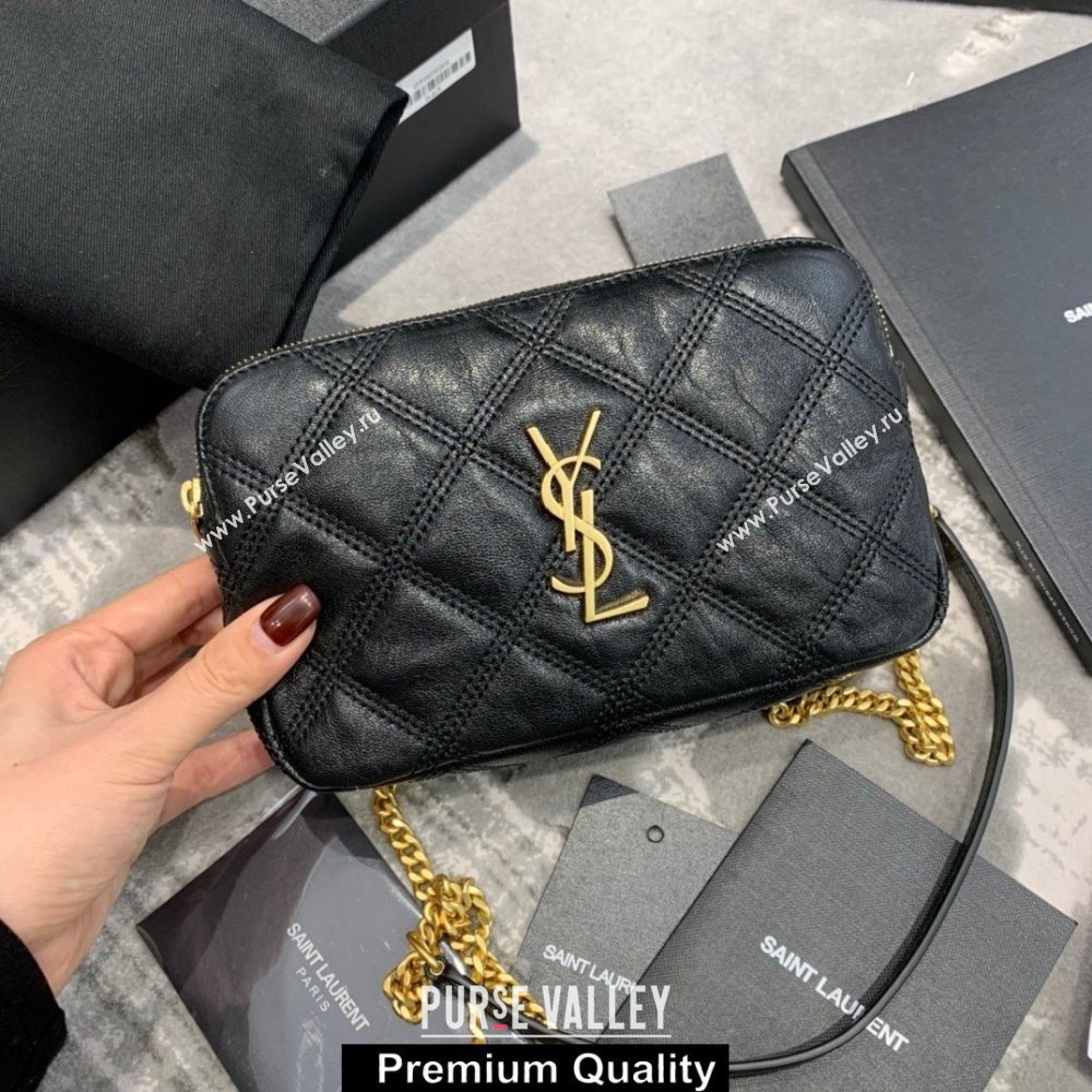 saint laurent becky clutch bag in lambskin 608941 black (original quality) (jundu-4781)