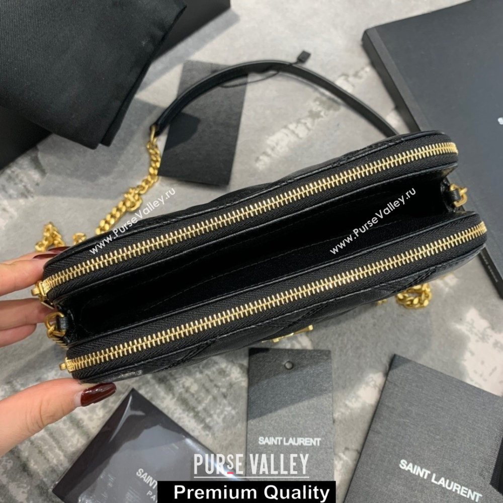 saint laurent becky clutch bag in lambskin 608941 black (original quality) (jundu-4781)