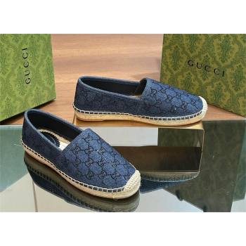 Gucci GG crystal-embellished denim espadrilles blue 2024 (kaola-240423-12)