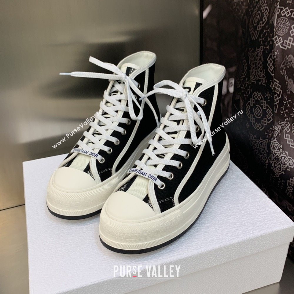 Dior Black Embroidered Cotton WalknDior High-Top Platform Sneaker 2023 (jincheng-230920-11)