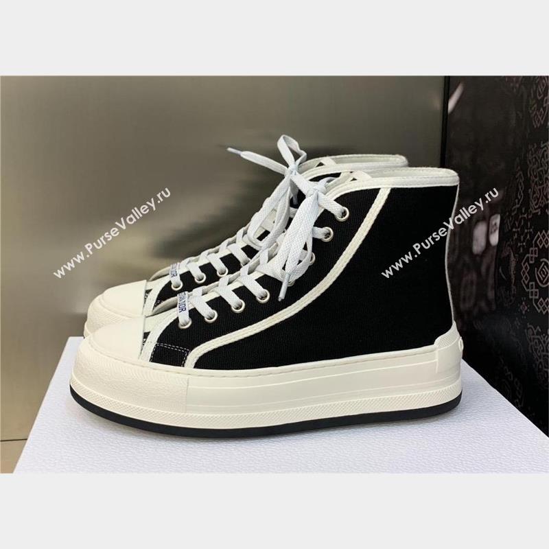 Dior Black Embroidered Cotton WalknDior High-Top Platform Sneaker 2023 (jincheng-230920-11)