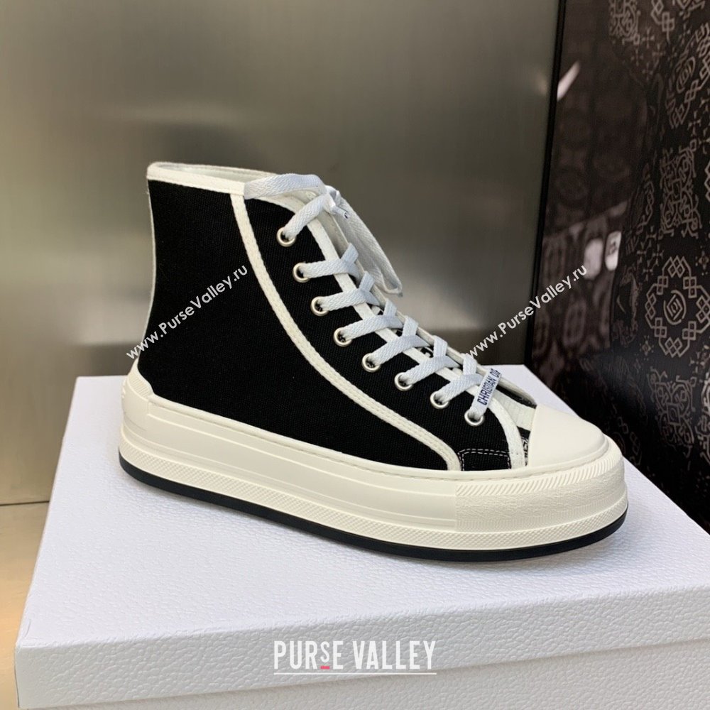 Dior Black Embroidered Cotton WalknDior High-Top Platform Sneaker 2023 (jincheng-230920-11)