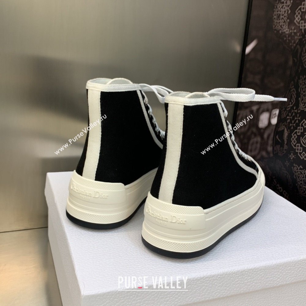 Dior Black Embroidered Cotton WalknDior High-Top Platform Sneaker 2023 (jincheng-230920-11)