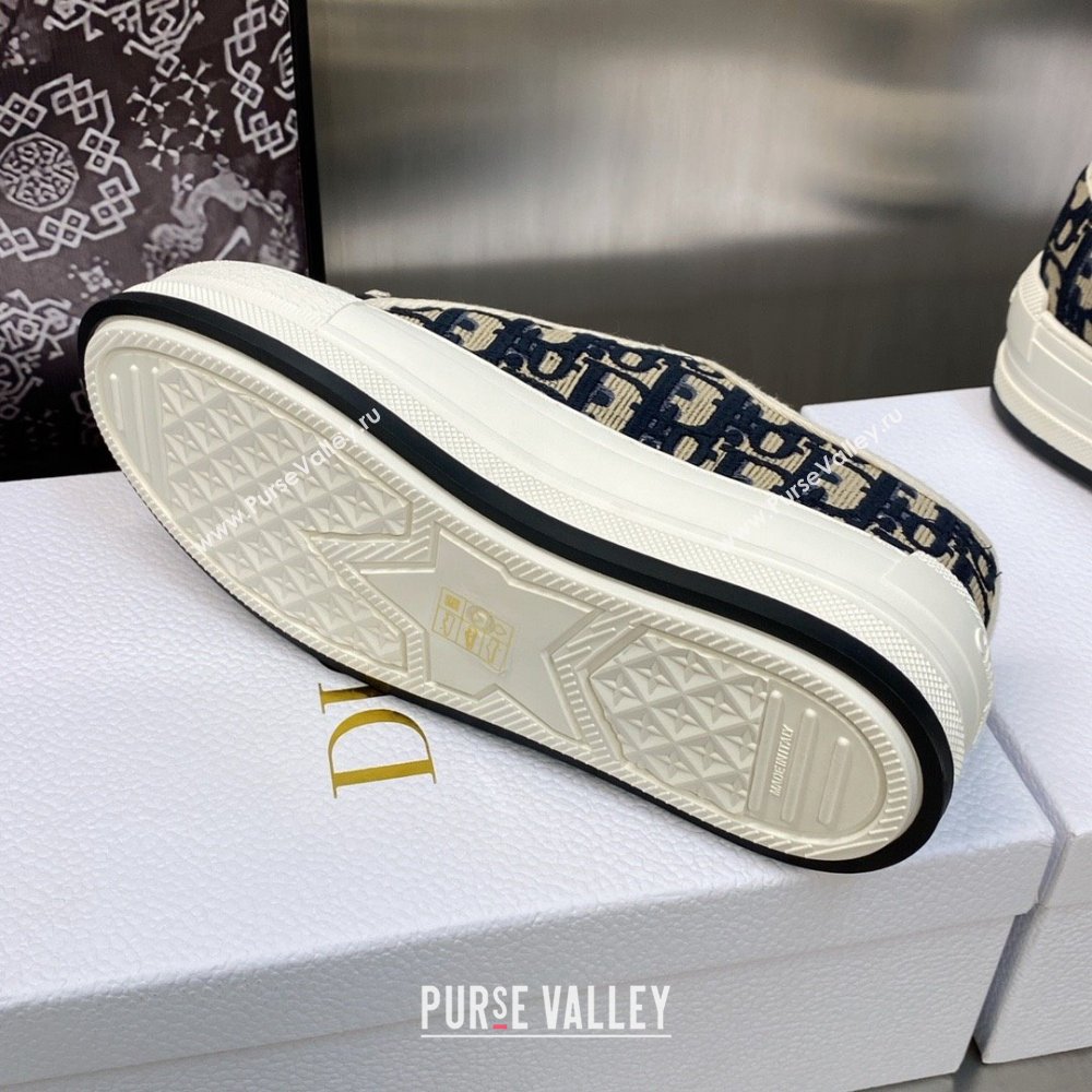 Dior deep blue Oblique Embroidered Cotton WalknDior Platform Sneaker 2023 (jincheng-230920-07)