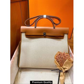 Hermes Herbag Zip 39 Bag in Original Quality Creamy with brown piping (aiyuan-6371)