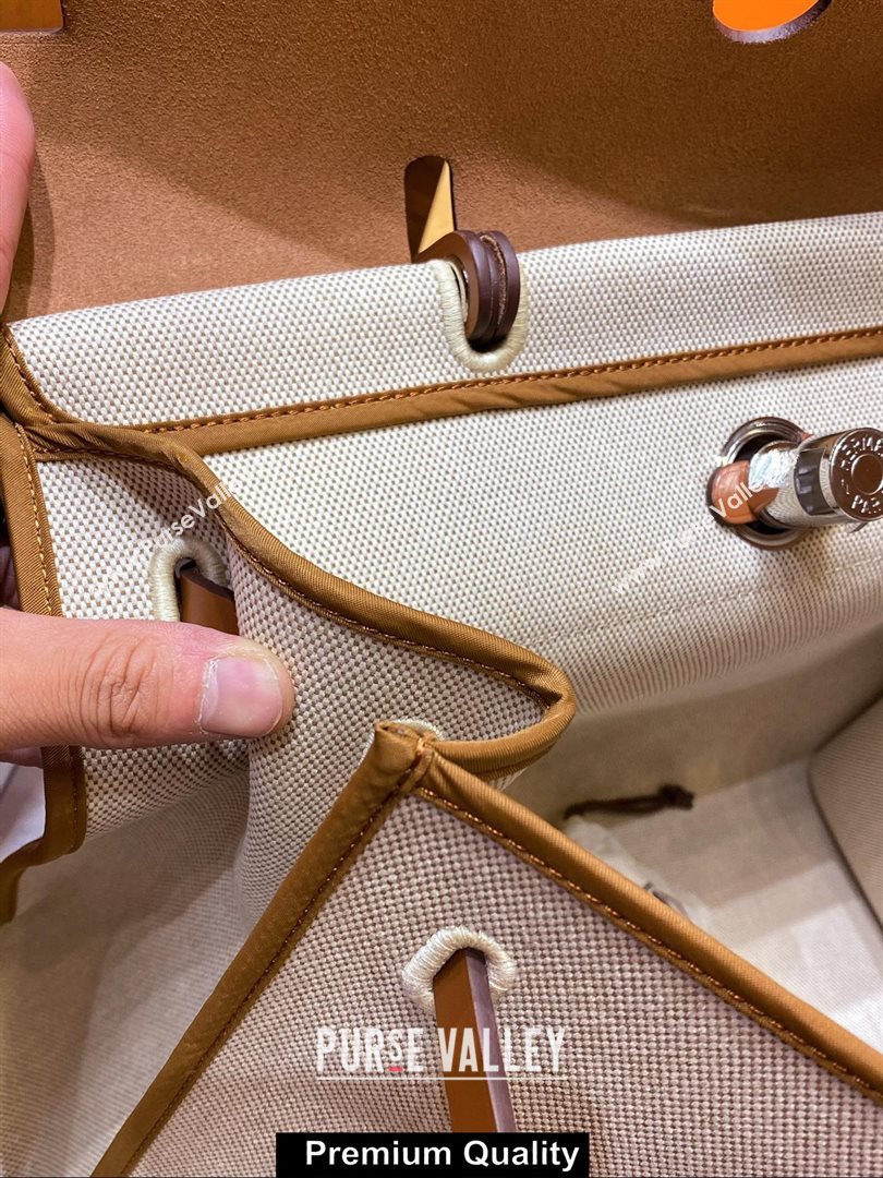 Hermes Herbag Zip 39 Bag in Original Quality Creamy with brown piping (aiyuan-6371)